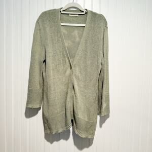 WoolOvers Green Linen Cotton Cardigan Size Medium